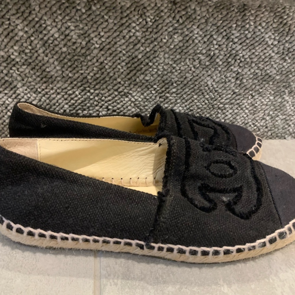 Chanel black canvas espadrilles